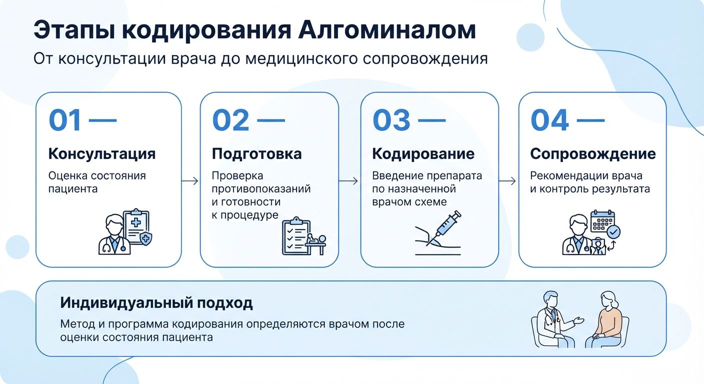 Кодирование препаратом «Алгоминал» в Серове инфографика